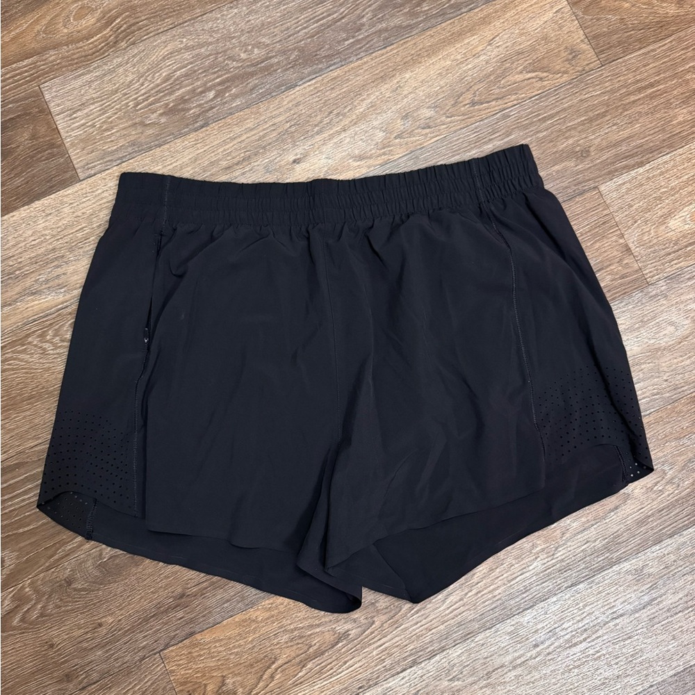 Athleta Black Perforated Layered Running Shorts